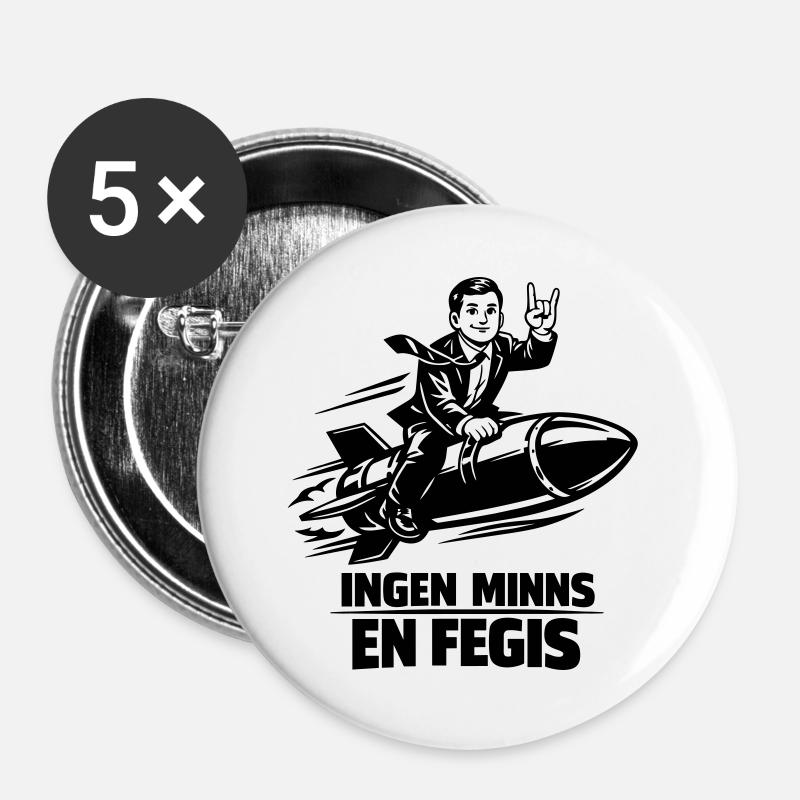 Feige Reiter auf der Rakete - Buttons groß 56 mm (5er Pack) - Weiß