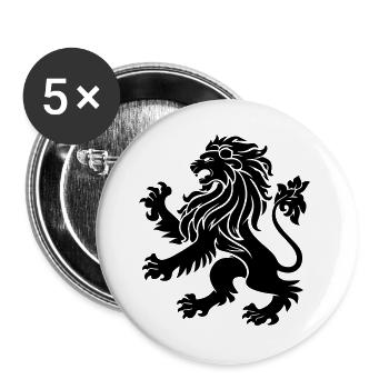 Wappenlöwe Heraldik Symbol Schwarz - Buttons groß 56 mm (5er Pack) - Weiß - Vorne