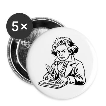 Beethoven - Buttons large 2.2''/56 mm (5-pack) - white - Front