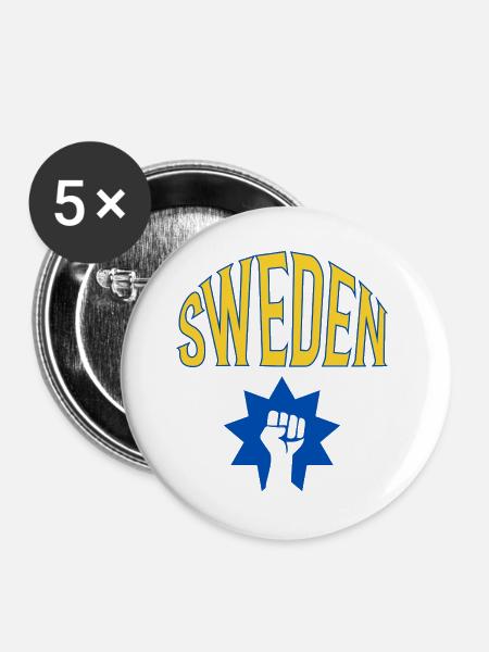 Schweden - Buttons groß 56 mm (5er Pack) - Weiß