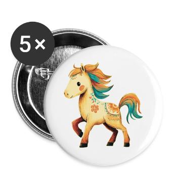 Horse Pony - Buttons large 2.2''/56 mm (5-pack) - white - Front
