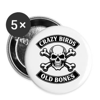 Old bones - auch im Alter etwas Verrückt - Buttons groß 56 mm (5er Pack) - Weiß - Vorne