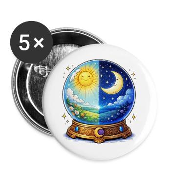 Day Night Crystal Ball - Buttons large 2.2''/56 mm (5-pack) - white - Front