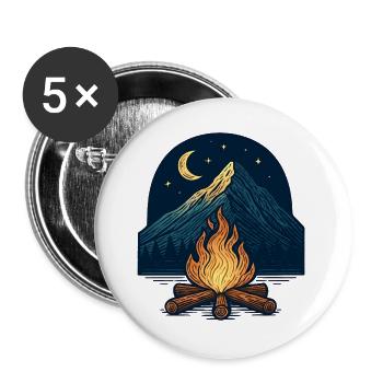 Bergfeuer unter Mond und Sternen - Buttons groß 56 mm (5er Pack) - Weiß - Vorne