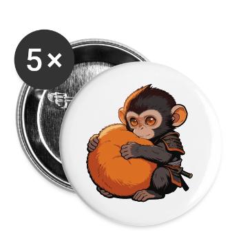 Cute Baby Monkey Gives Fist Punch Monkey Punch - Buttons large 2.2''/56 mm (5-pack) - white - Front