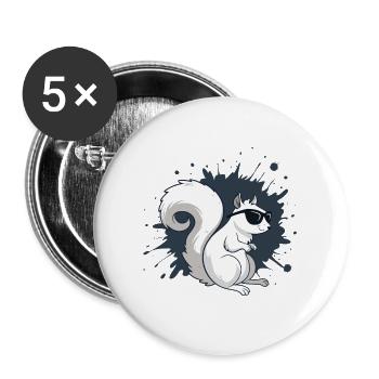 Écureuil blanc chic avec lunettes noires - Lot de 5 grands badges (56 mm) - blanc - Devant