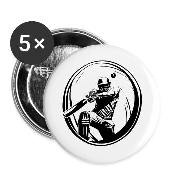 Silhouette de l’homme de cricket - Lot de 5 grands badges (56 mm) - blanc - Devant
