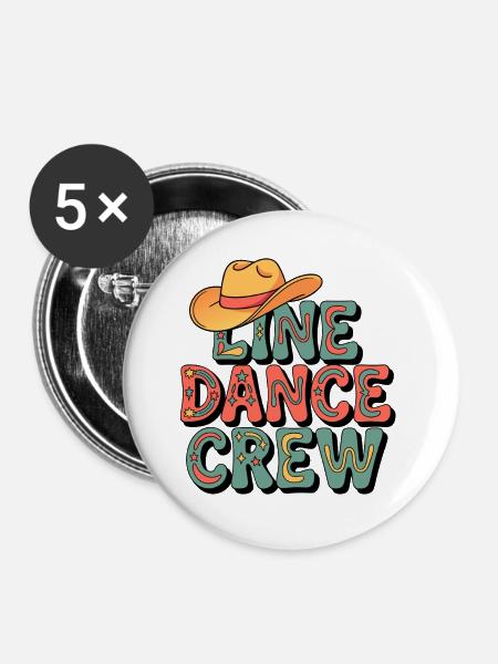 Line Dance Crew Retro - Buttons groß 56 mm (5er Pack) - Weiß