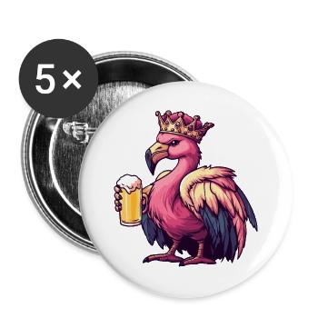 Flamingo Beer King - Buttons large 2.2''/56 mm (5-pack) - white - Front