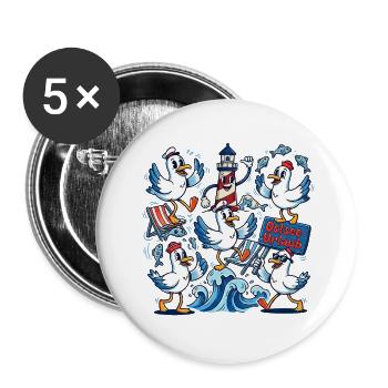 Ostsee Urlaub Möwe Leuchtturm - Buttons groß 56 mm (5er Pack) - Weiß - Vorne