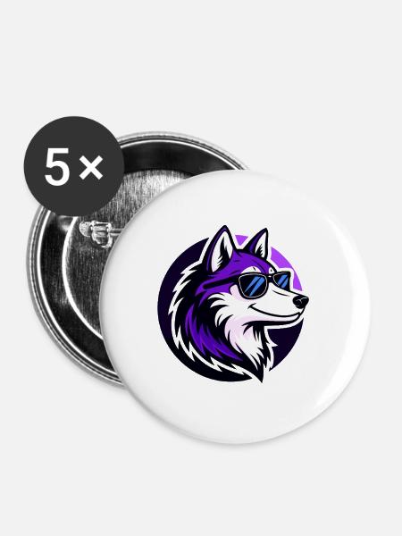 Purple Wolf Stylish Sonnenbrillen - Buttons groß 56 mm (5er Pack) - Weiß