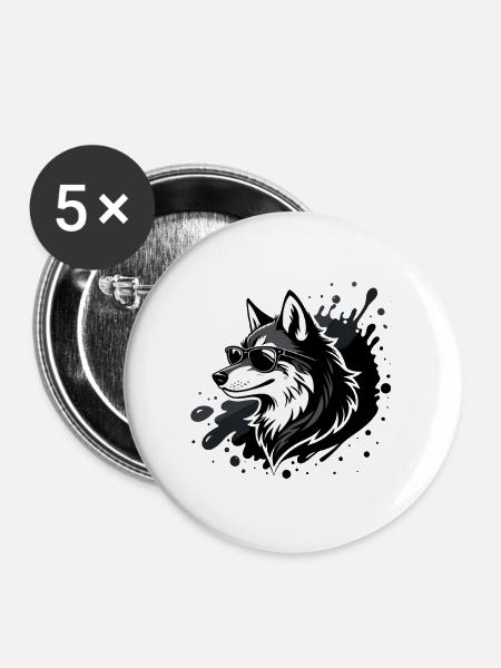 Husky Rocker Dark Glasses - Buttons groß 56 mm (5er Pack) - Weiß
