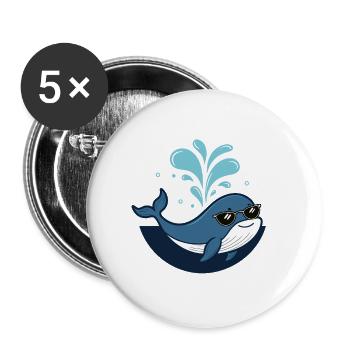 Whale Stylish Black Glasses - Buttons large 2.2''/56 mm (5-pack) - white - Front