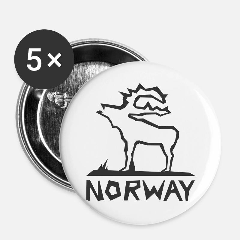 Moose Norway Scandinavia Illustration - Buttons large 2.2''/56 mm (5-pack) - white