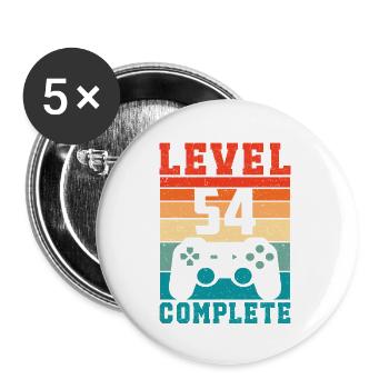54th Birthday Level 54 Complete 54 Years Gamer - Buttons large 2.2''/56 mm (5-pack) - white - Front