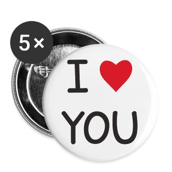 I ❤️ You – Doux Love Text Design - Lot de 5 grands badges (56 mm) - blanc - Devant