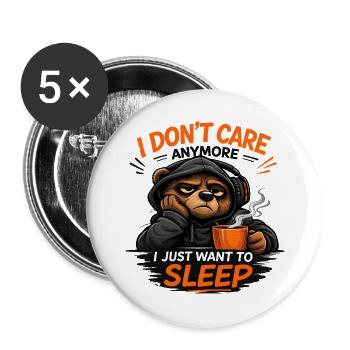 Grumpy Bear Sleep Tee Design - Buttons large 2.2''/56 mm (5-pack) - white - Front