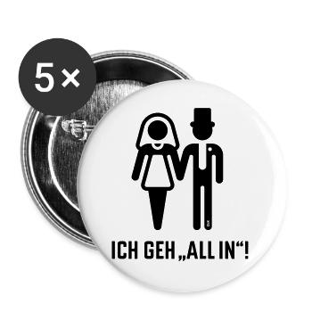 Je me lance à fond ! (Mariage, Mariée et Marié, Enterrement de vie de garçon / B) - Lot de 5 grands badges (56 mm) - blanc - Devant