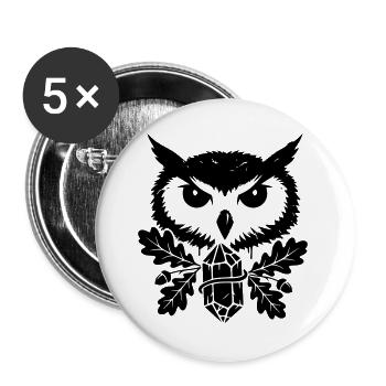 Fantasy Eule Kristall Tattoo - Buttons groß 56 mm (5er Pack) - Weiß - Vorne