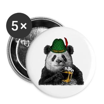 Bavarian Beer Fest Panda Bear Alpine Hat Graphic - Buttons groß 56 mm (5er Pack) - Weiß - Vorne