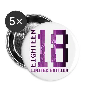 18. Geburtstag Achtzehn Gamer Limited Edition - Buttons groß 56 mm (5er Pack) - Weiß - Vorne
