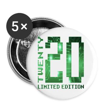 Idée cadeau Pixel Gamer pour ses 20 ans - Lot de 5 grands badges (56 mm) - blanc - Devant
