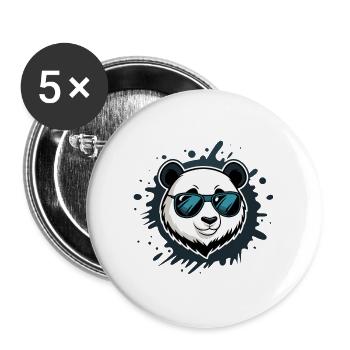 Panda Blue Graffiti-Brille - Buttons groß 56 mm (5er Pack) - Weiß - Vorne