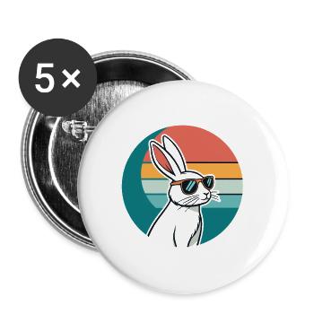 Lapin rétro au soleil - Lot de 5 grands badges (56 mm) - blanc - Devant