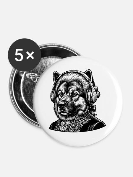 Eurasier | Classic | Mozart - Buttons groß 56 mm (5er Pack) - Weiß