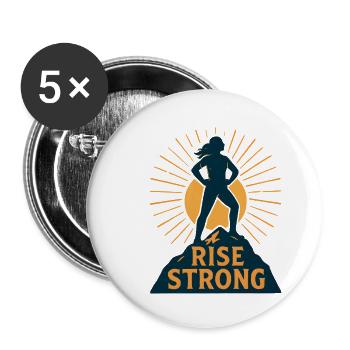 Rise Strong Sonnenaufgang Mut - Buttons groß 56 mm (5er Pack) - Weiß - Vorne
