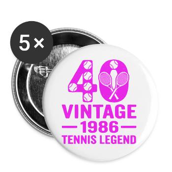 Tennis 40th Birthday 1986, Stylish Shirt - Buttons large 2.2''/56 mm (5-pack) - white - Front