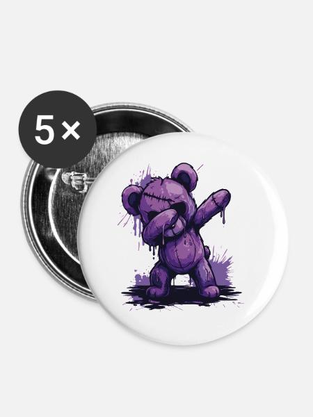 Zombie Teddy Dab - Buttons groß 56 mm (5er Pack) - Weiß