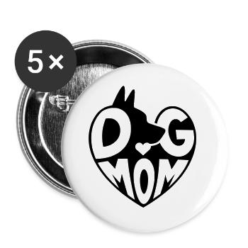 Dog Mom, Dog Mom Heart Design - Buttons large 2.2''/56 mm (5-pack) - white - Front