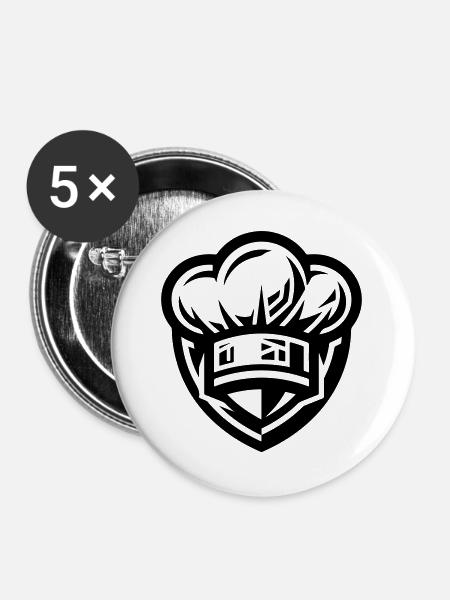 Kochmütze Symbol Kochen - Buttons groß 56 mm (5er Pack) - Weiß