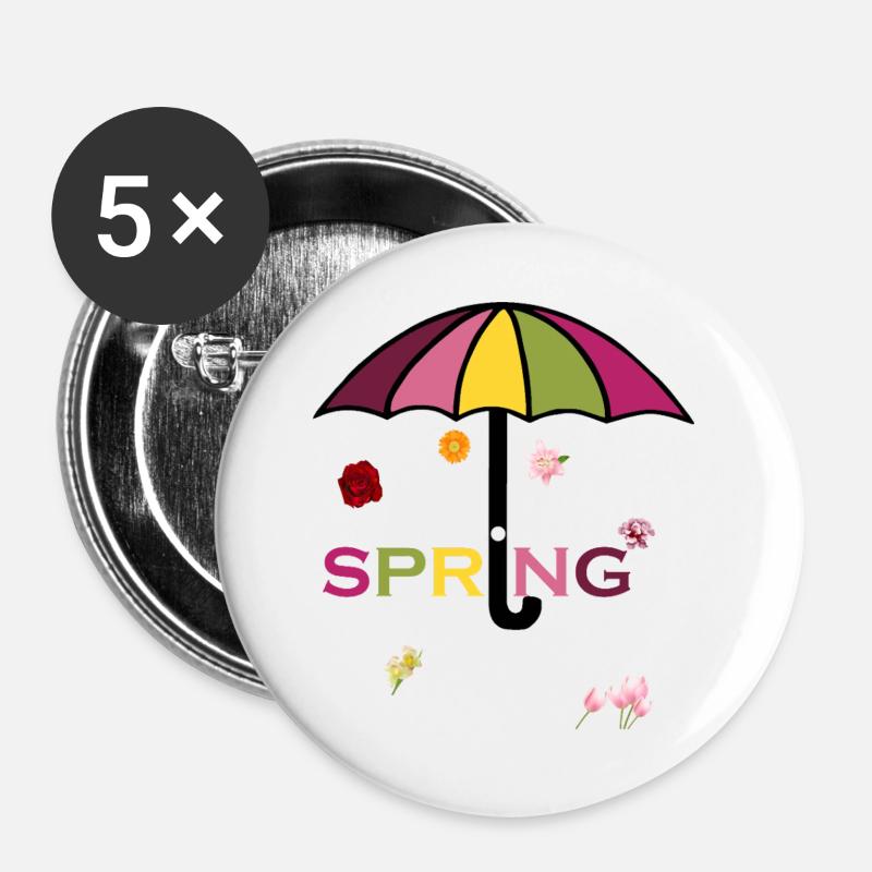 Frühjahr-02 - Buttons groß 56 mm (5er Pack) - Weiß