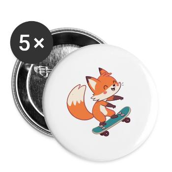 Fox skateboarder on skateboard - Buttons large 2.2''/56 mm (5-pack) - white - Front