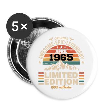 Anniversary vintage April 1965 - Buttons large 2.2''/56 mm (5-pack) - white - Front