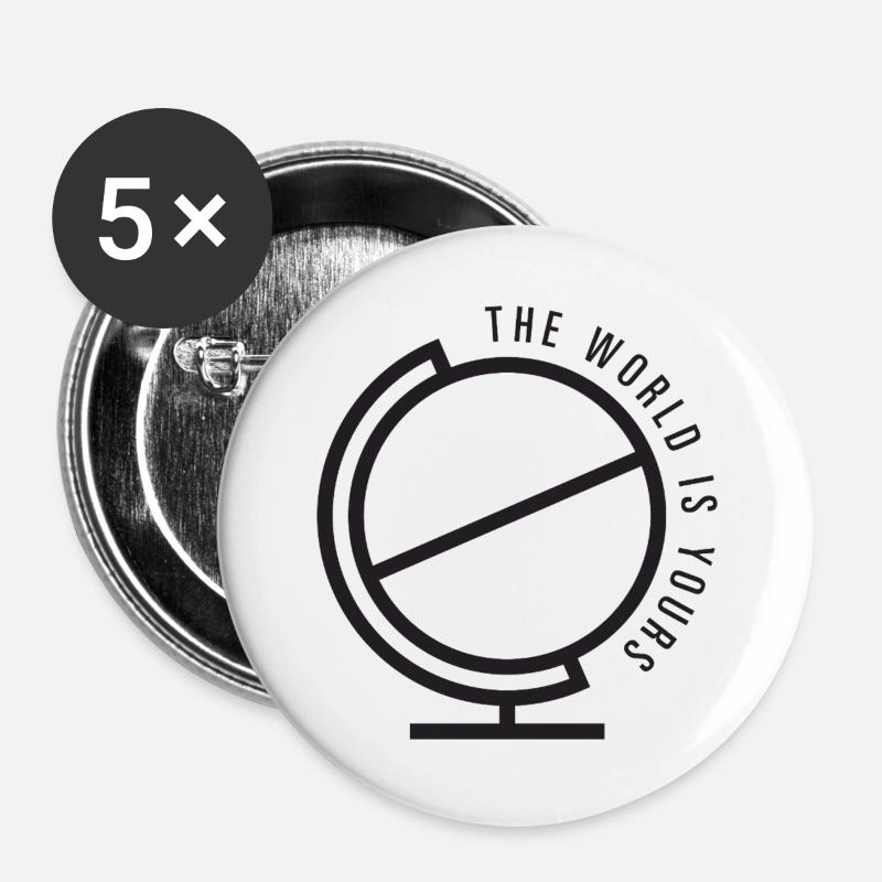 The world is yours - Buttons large 2.2''/56 mm (5-pack) - white