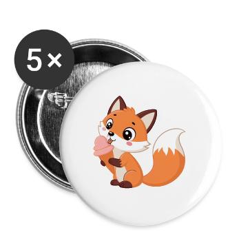 Renard mignon et glace - Buttons large 2.2''/56 mm (5-pack) - white - Front