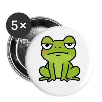 Sleepy Green Frog Cartoon - Buttons large 2.2''/56 mm (5-pack) - white - Front