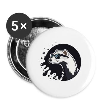 Ferret Urban Chic Schwarze Brille - Buttons groß 56 mm (5er Pack) - Weiß - Vorne