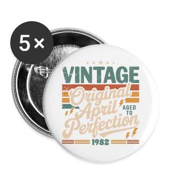 April 1982 Anniversary April 1982 Gift 1982 - Buttons large 2.2''/56 mm (5-pack) - white - Front