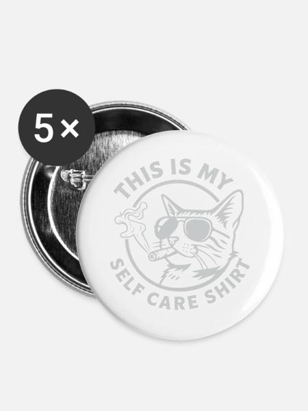 Mein Self-Care Katzenshirt - Buttons groß 56 mm (5er Pack) - Weiß