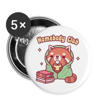 Club des pandas rouges mignons et familiers - Lot de 5 grands badges (56 mm) - blanc - Devant
