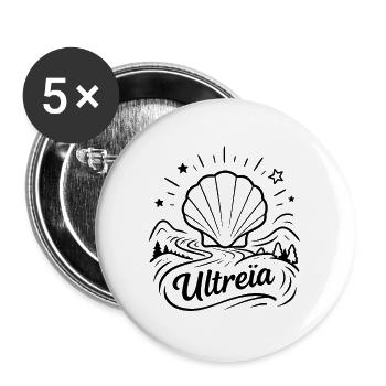 Ultreïa chemin de Saint-Jacques Compostelle - Lot de 5 grands badges (56 mm) - blanc - Devant