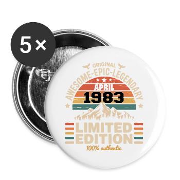 Anniversary vintage April 1983 - Buttons large 2.2''/56 mm (5-pack) - white - Front