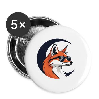 Lunar Fox mit Sonnenbrille - Buttons groß 56 mm (5er Pack) - Weiß - Vorne