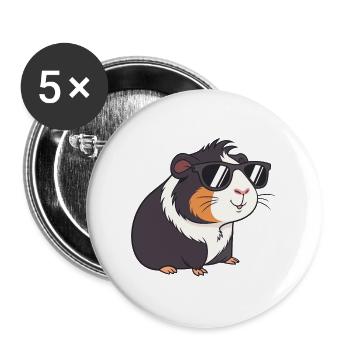 Meerschweinchen-Gläser - Buttons groß 56 mm (5er Pack) - Weiß - Vorne