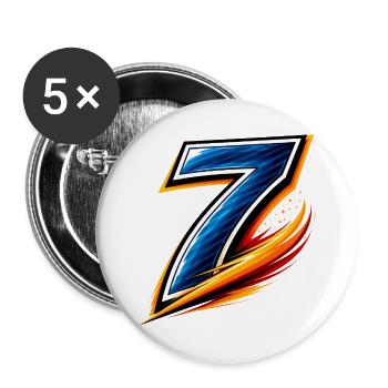 Numéro 7 Joueur de football Speed - Lot de 5 grands badges (56 mm) - blanc - Devant