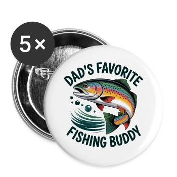 Angeln mit meinem Papa - Buttons groß 56 mm (5er Pack) - Weiß - Vorne